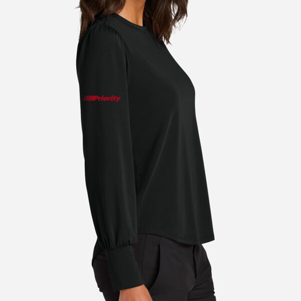 Mercer+Mettle Women's Stretch Jersey Long Sleeve Blouson Top Thumbnail