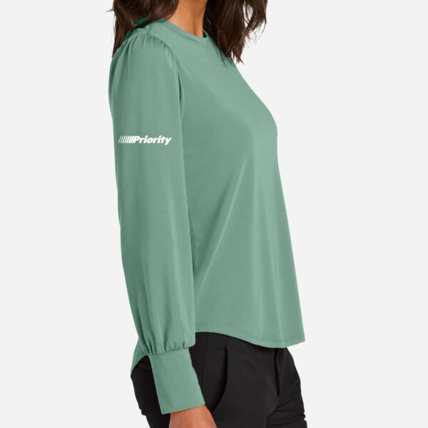 Mercer+Mettle Women's Stretch Jersey Long Sleeve Blouson Top Thumbnail